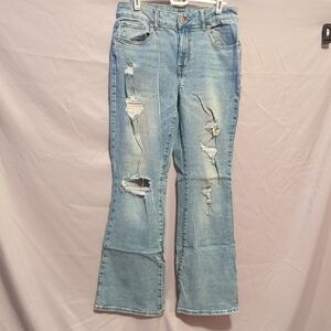 Maurices Light Blue Distressed Flare Jeans
